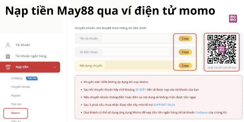 Nạp tiền qua ví momo